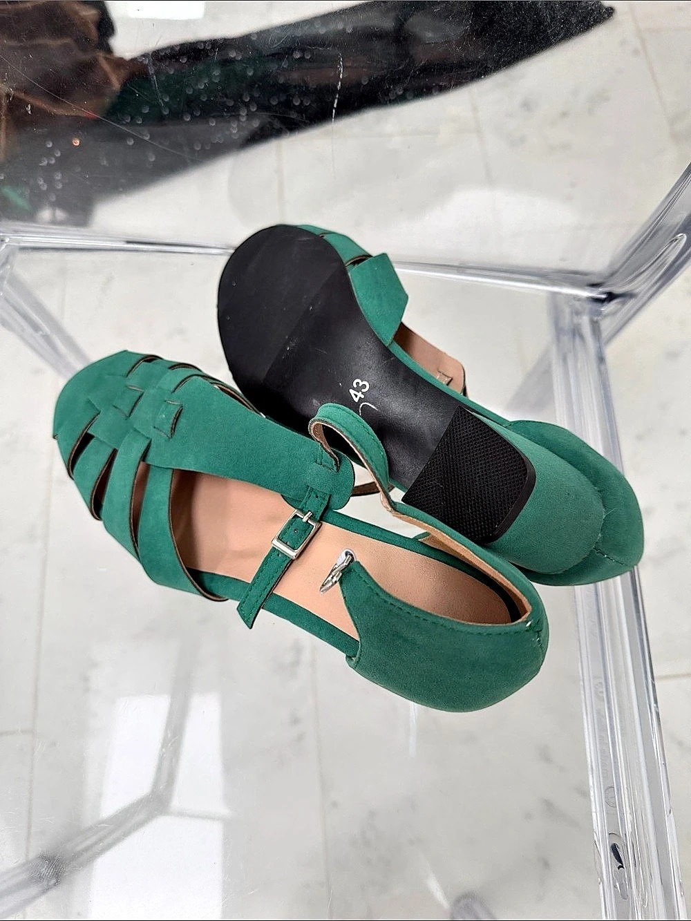 NEW Green Ankle Strap Heels EU 43 US 10